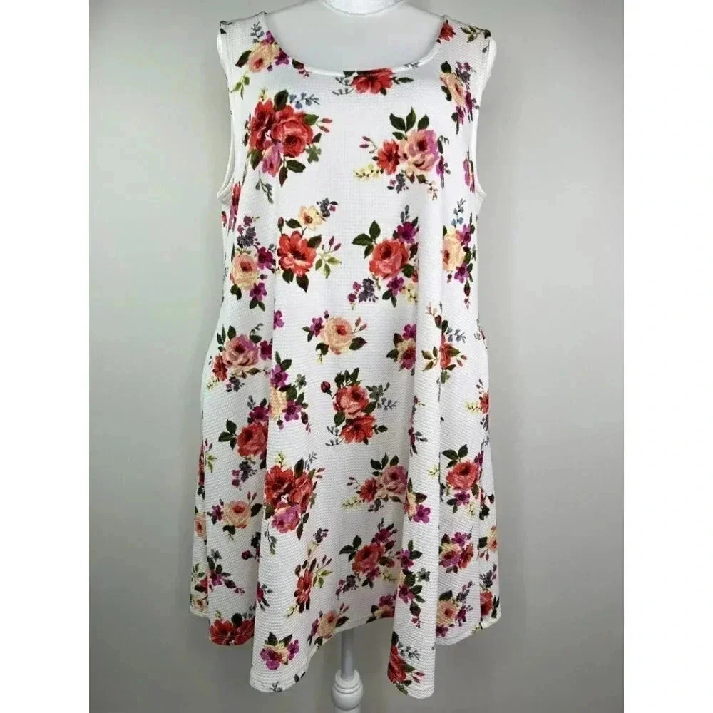 MOA Floral Textured Sleeveless Shift Dress - 2X - Summer - Spring Easter - Guest